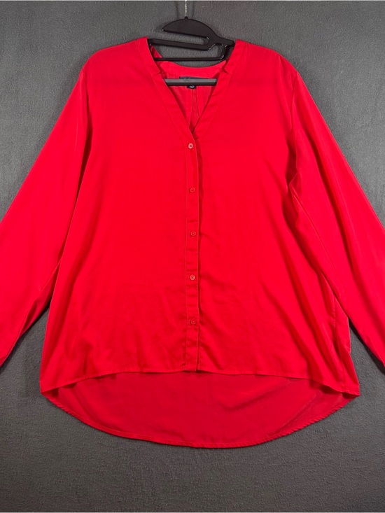 Tommy Hilfiger Tops - Tommy Hilfiger Bright Red V-Neck Button Down Blouse size XL